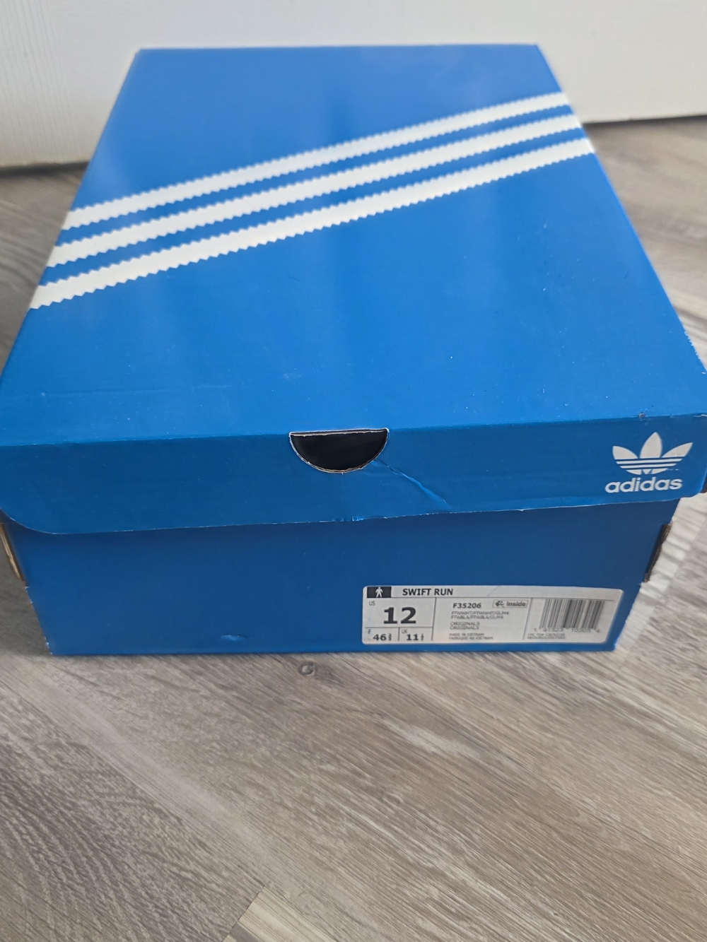 adidas White Swift Run Knit Men's Sneakers with Gum Accents - Picture 2 of 5